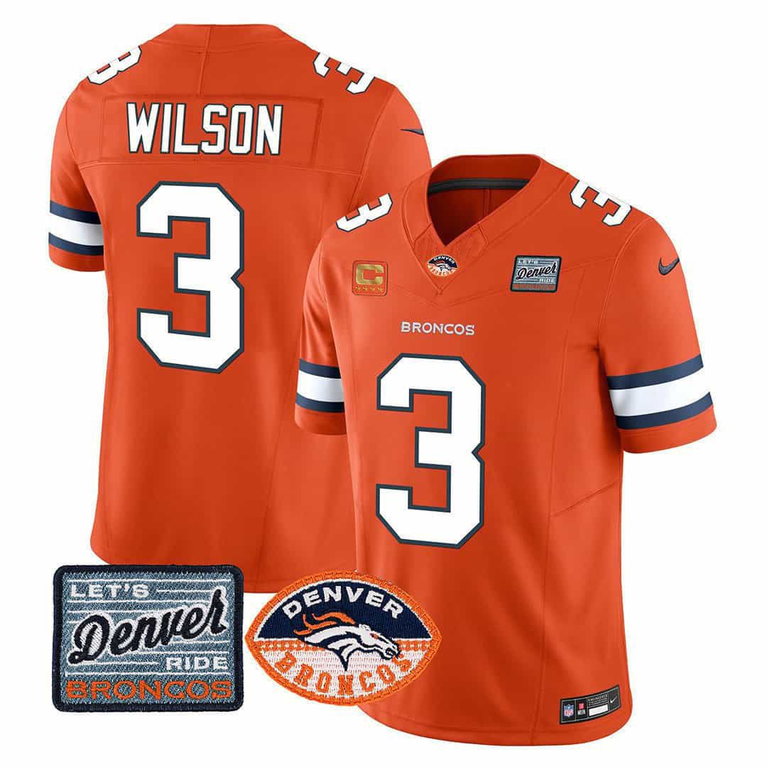 Men Denver Broncos #3 Wilson Orange 2024 Nike Logo Patch Limited NFL Jersey->indianapolis colts->NFL Jersey
